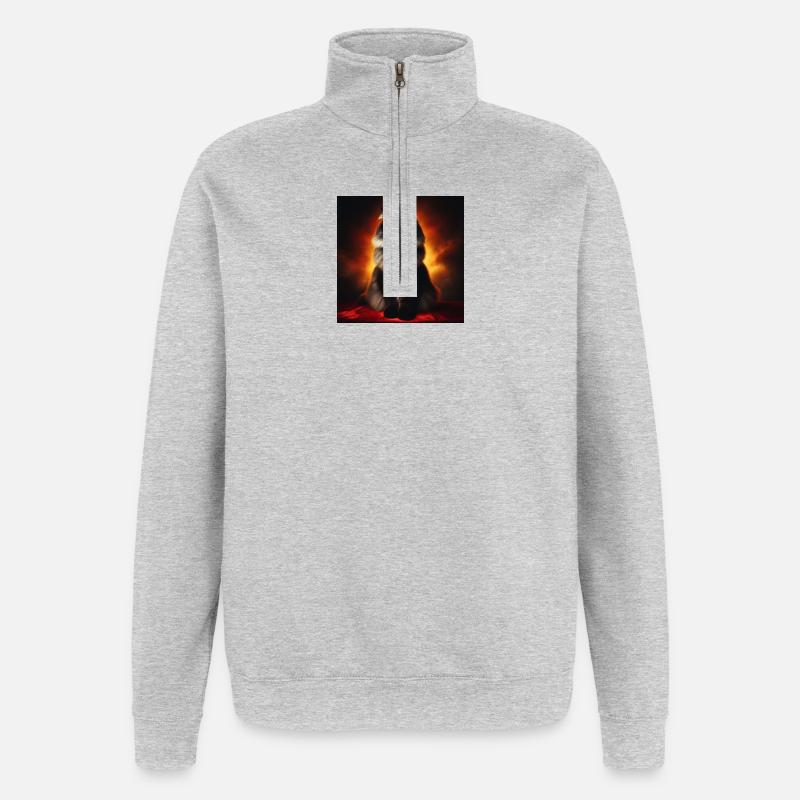 Katze 3 4 - Quarter-Zip-Sweatshirt - Grau meliert
