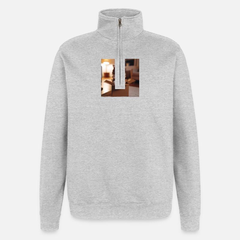 Drôle de chat - Sweat à zip 1/4 - gris chiné