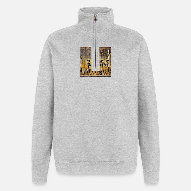 Extraterrestres bleus parmi les Pyramides - Sweat à zip 1/4 - gris chiné