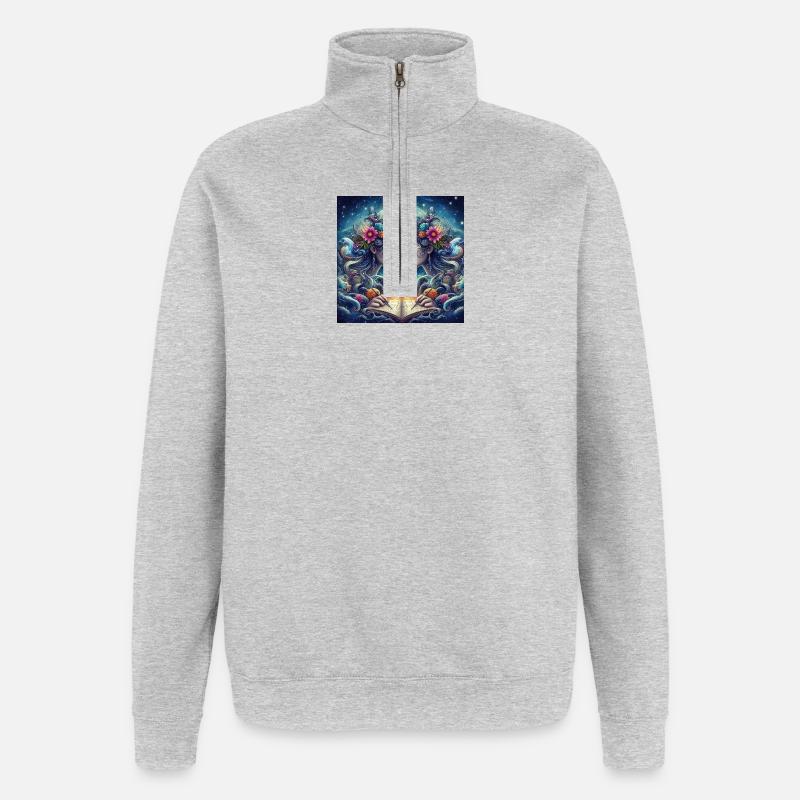 GÉMEAUX -\ Zodiaque - Sweat à zip 1/4 - gris chiné