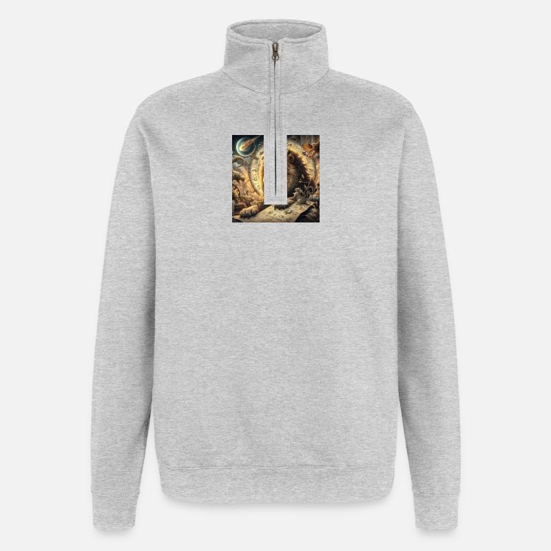 LÖWE \ Sternzeichen - Quarter-Zip-Sweatshirt - Grau meliert