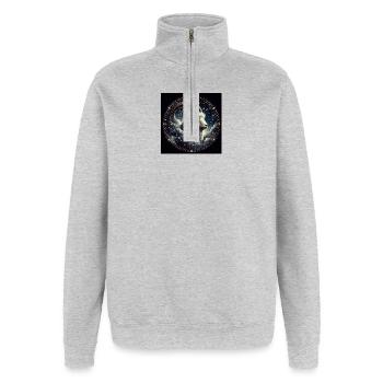 CAPRICORN / Zodiac - Quarter-Zip Sweatshirt - heather grey - Front - AI Model Female 172 light (172cm) & AI Model Male 178 dark (178cm)