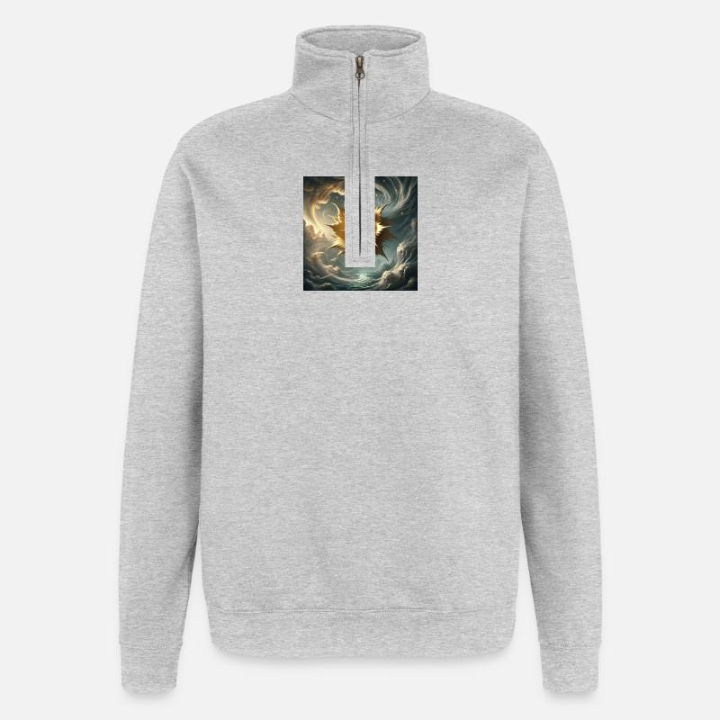 Sonnenblüte im Nebel - Quarter-Zip-Sweatshirt - Grau meliert