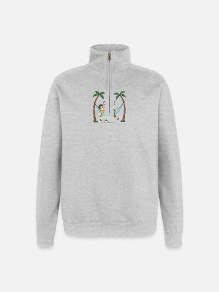 Team Sieste - Hamac & Farniente - Sweat à zip 1/4 - gris chiné