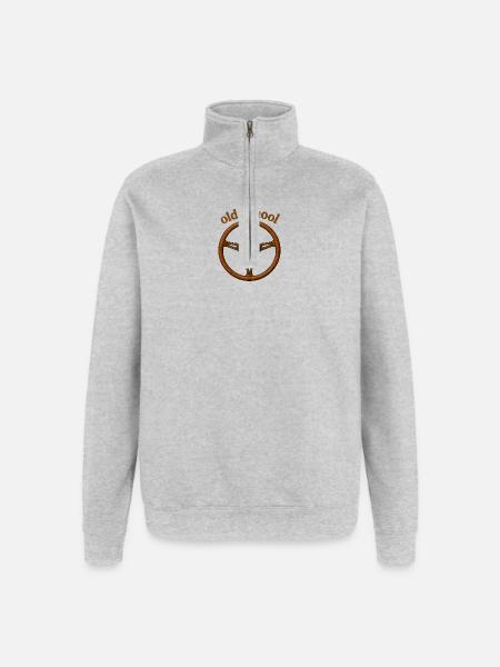 volant old school - Sweat à zip 1/4 - gris chiné