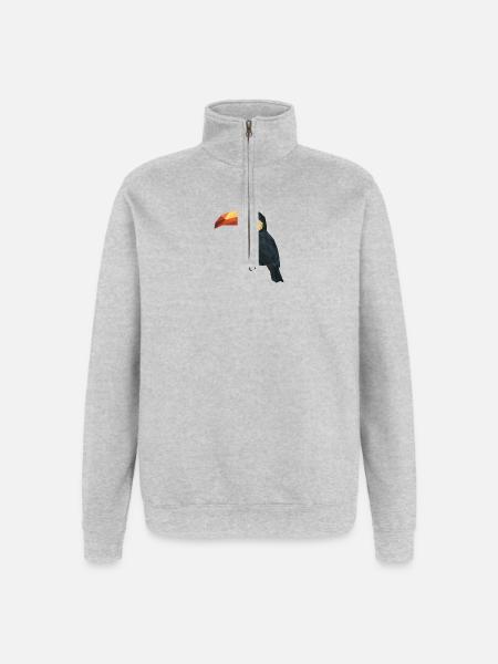 Low Poly Toucan – Geometric Tropical Bird - Quarter-Zip Sweatshirt - heather grey
