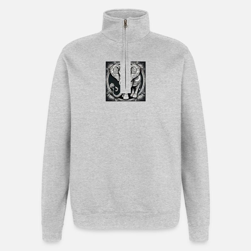 Elefant - Quarter-Zip-Sweatshirt - Grau meliert