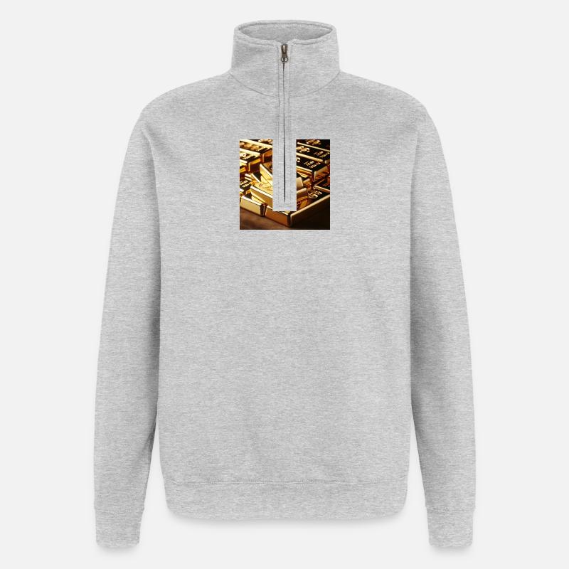 Goldbarren Dollar - Quarter-Zip-Sweatshirt - Grau meliert