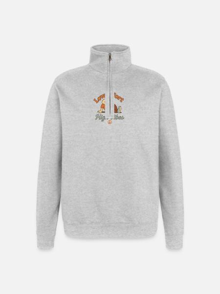Low Effort – High Vibes - Quarter-Zip-Sweatshirt - Grau meliert