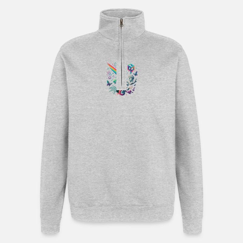 Gedankenblüte - Quarter-Zip-Sweatshirt - Grau meliert