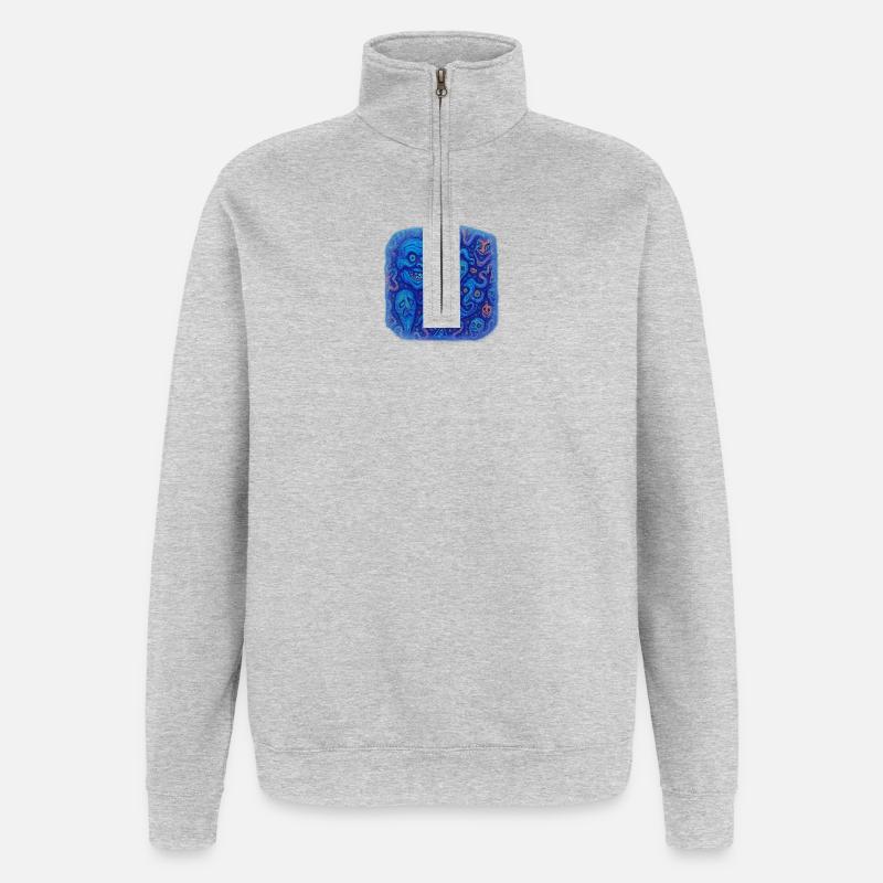Zwinkerndes Chaos - Quarter-Zip-Sweatshirt - Grau meliert