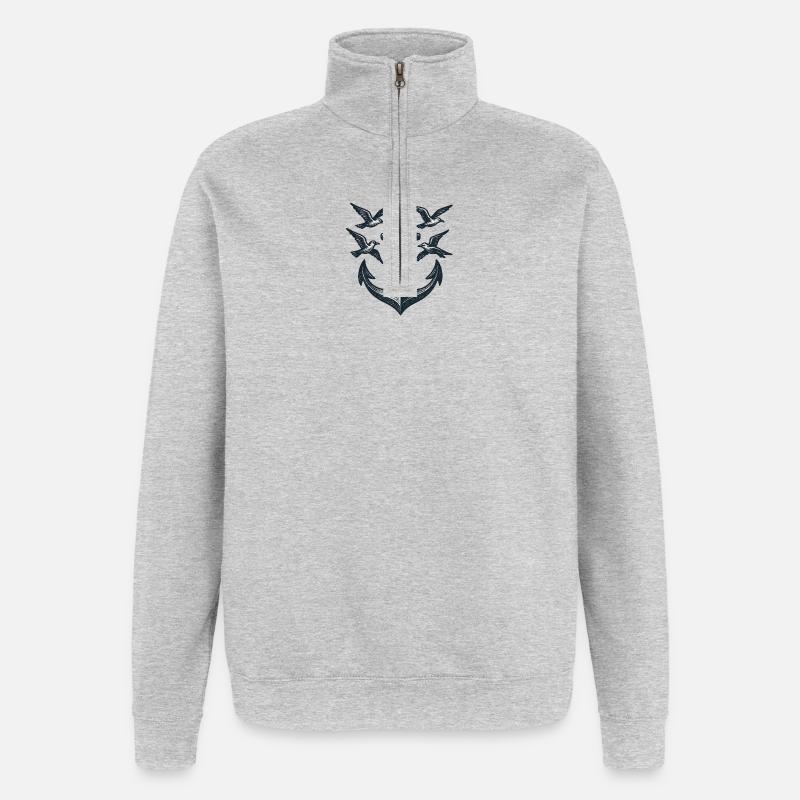 Anker Möwe - Quarter-Zip-Sweatshirt - Grau meliert