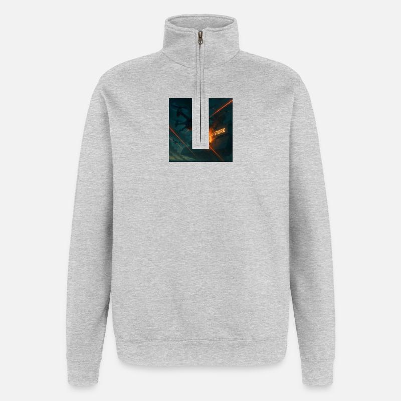 Futuristic Air Base Attack Image - Quarter-Zip Sweatshirt - heather grey