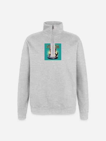 Cute gaming dog with Retro motif - Quarter-Zip Sweatshirt - heather grey