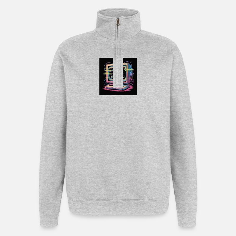Retro Computer 404 Kein Gefühl - Quarter-Zip-Sweatshirt - Grau meliert