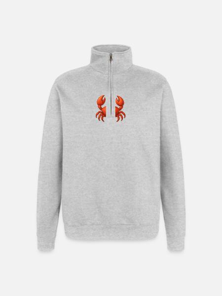 Red Crab Cartoon - Quarter-Zip Sweatshirt - heather grey