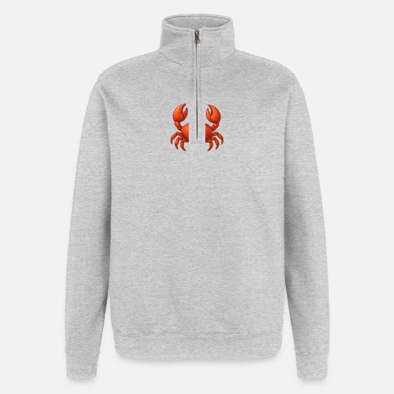 Dessin animé du crabe rouge - Sweat à zip 1/4 - gris chiné
