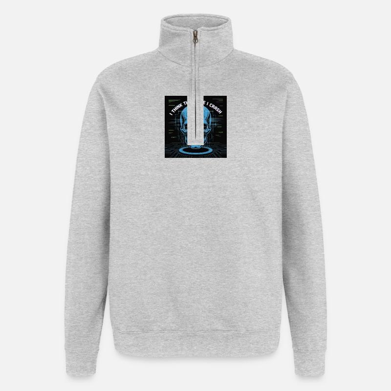 Kybernetisches Skelett der Reflexion - Quarter-Zip-Sweatshirt - Grau meliert