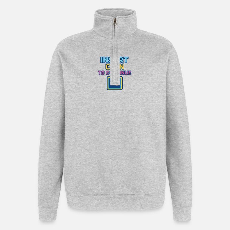 Retro Pixel Arcade Spieldesign - Quarter-Zip-Sweatshirt - Grau meliert