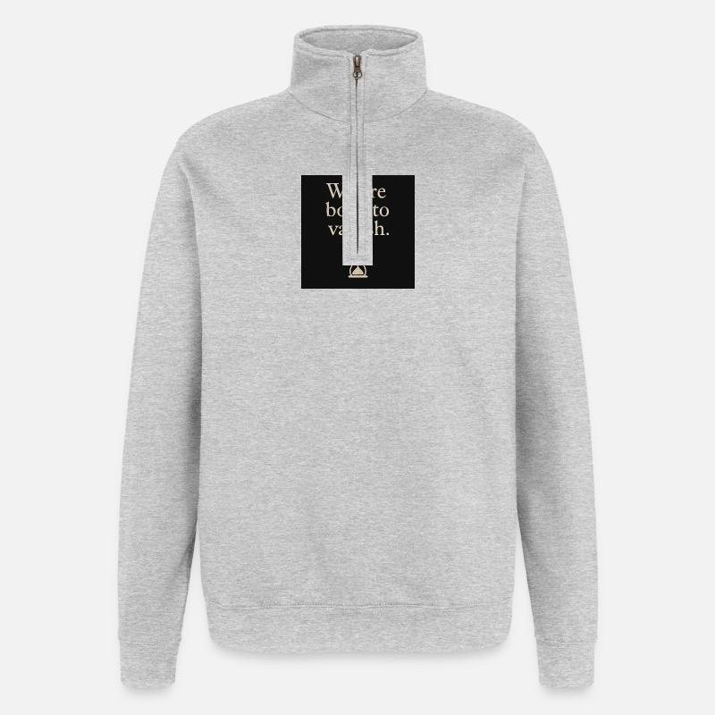 Vergänglichkeit Spruch mit Sanduhrdesign - Quarter-Zip-Sweatshirt - Grau meliert