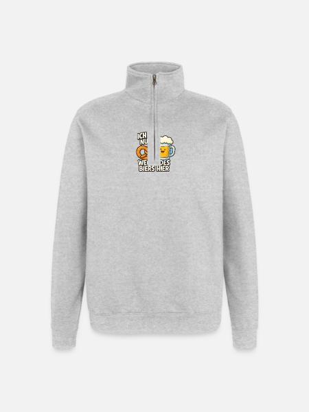 Humorous beer quote with pretzels - Quarter-Zip Sweatshirt - heather grey