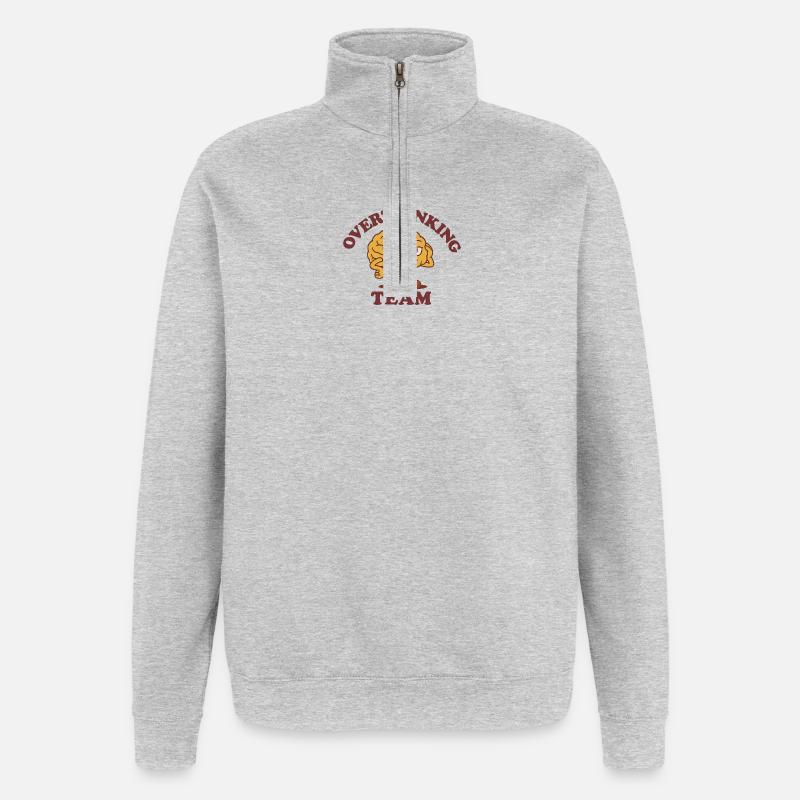 Overthinking Team - Quarter-Zip Sweatshirt - heather grey