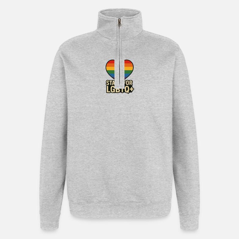 Pride Heart LGBT Support Design - Quarter-Zip Sweatshirt - heather grey