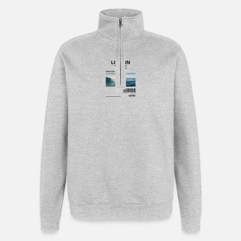 Lost Time: Miami Waves Triptych - Quarter-Zip Sweatshirt - heather grey