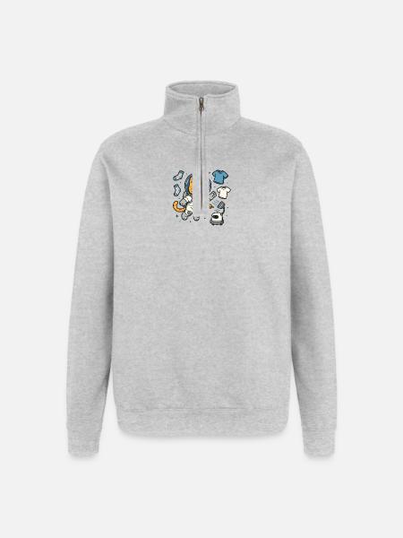 Space Cat Laundry – Kawaii Astronaut Shirt - Quarter-Zip Sweatshirt - heather grey