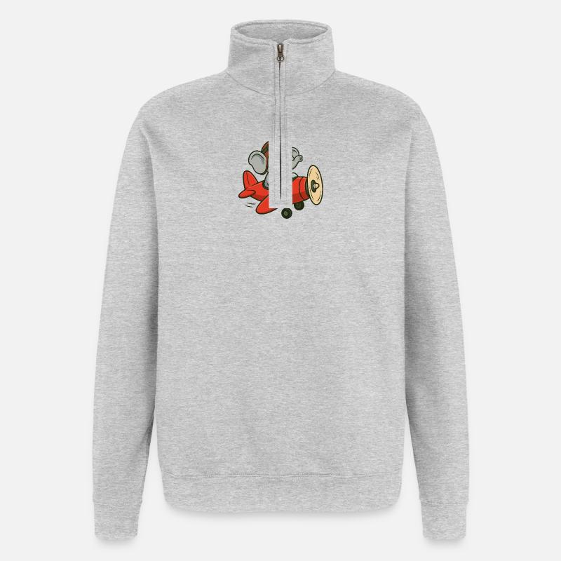 Mignon pilote d’éléphant dans l’avion - Sweat à zip 1/4 - gris chiné