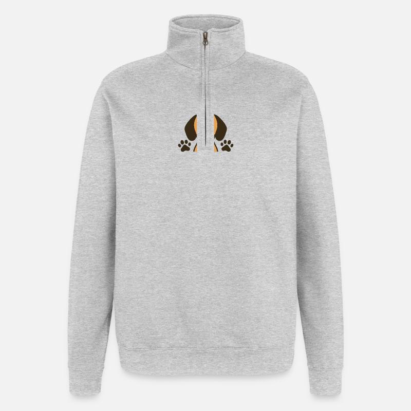 Hund mit Pfoten  - Quarter-Zip-Sweatshirt - Grau meliert