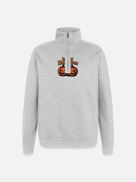 Spooky Halloween pumpkins with evil eye - Quarter-Zip Sweatshirt - heather grey