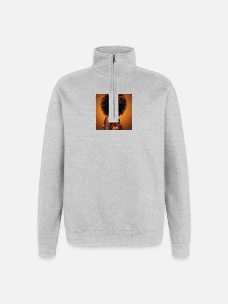 Fröhliche bunte Afro-Frau - Quarter-Zip-Sweatshirt - Grau meliert