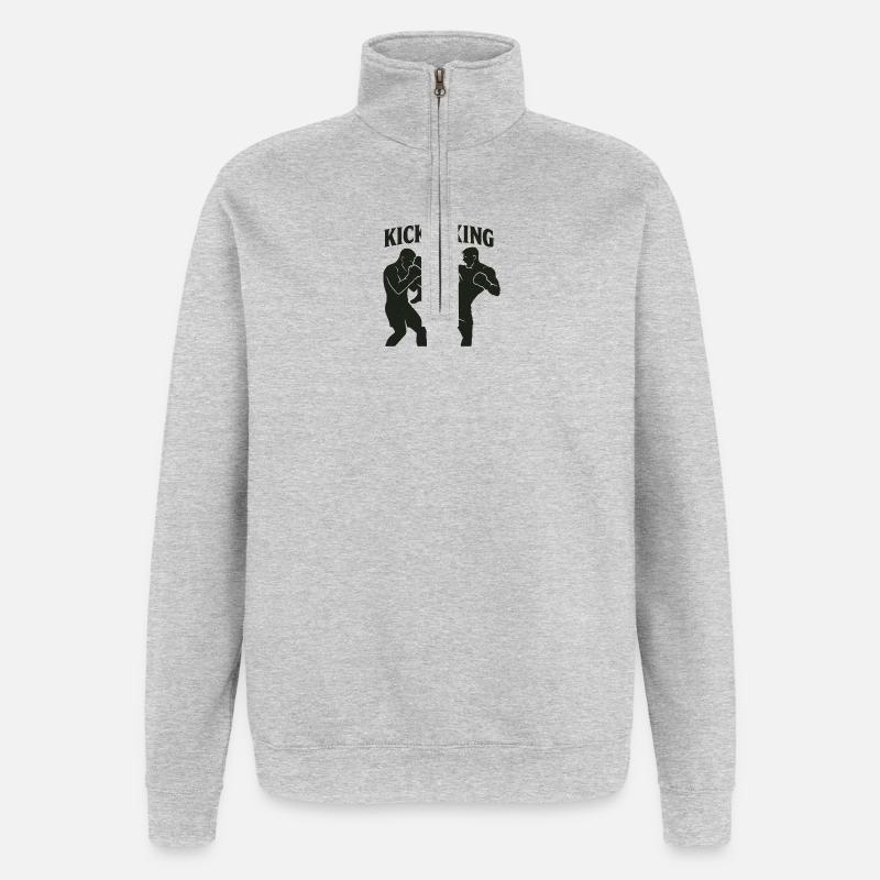 Boxe - Sweat à zip 1/4 - gris chiné