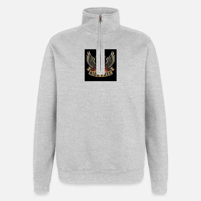 Biker Skull Design - Quarter-Zip Sweatshirt - heather grey