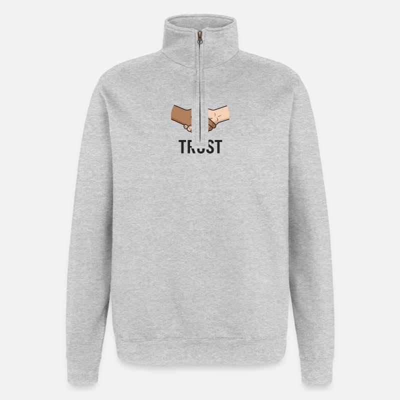 Faires Handshake-Symbol-Design - Quarter-Zip-Sweatshirt - Grau meliert