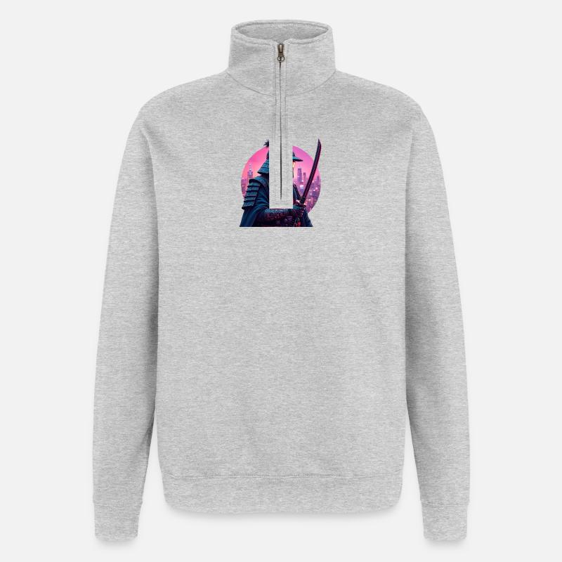 Cyber Samurai - Quarter-Zip Sweatshirt - heather grey