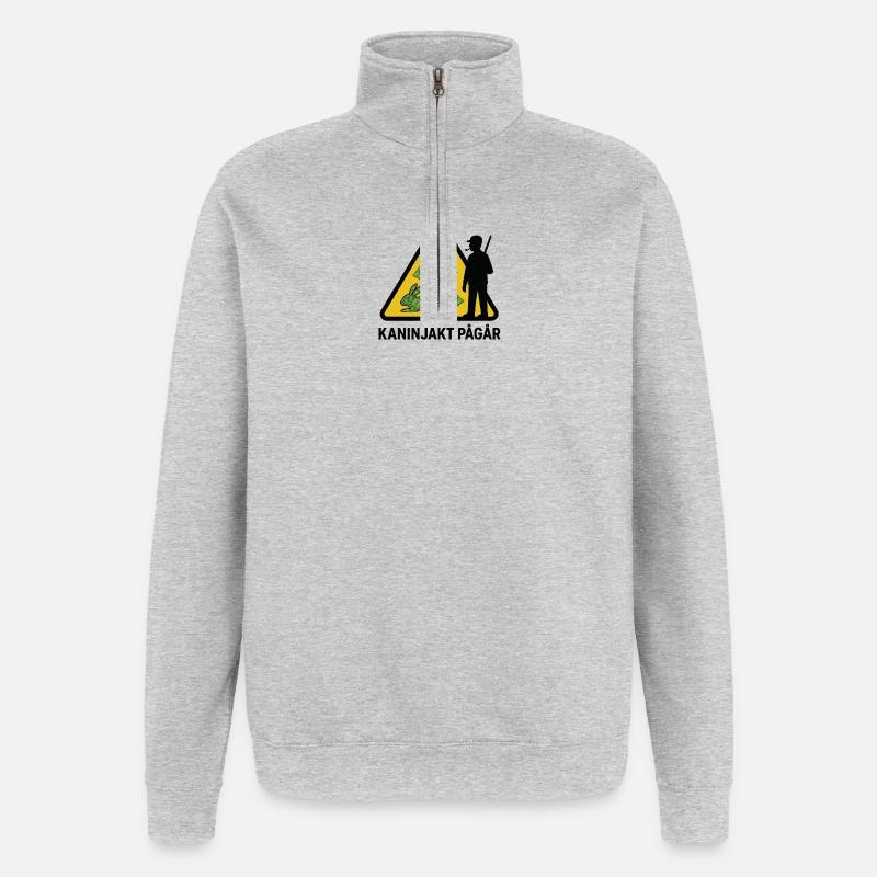 Chasse au lapin en cours - Sweat à zip 1/4 - gris chiné