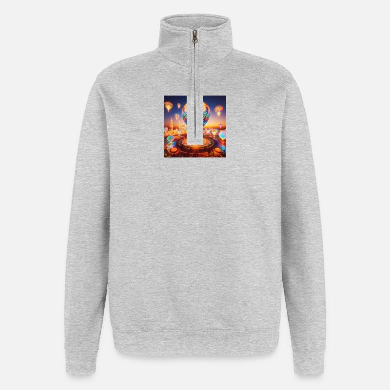 Ätherischer lumineszierender Heißluftballon - Quarter-Zip-Sweatshirt - Grau meliert