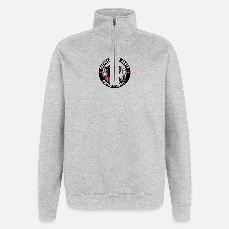 JGA - Bachelorette Affe Brautteam Design - Quarter-Zip-Sweatshirt - Grau meliert