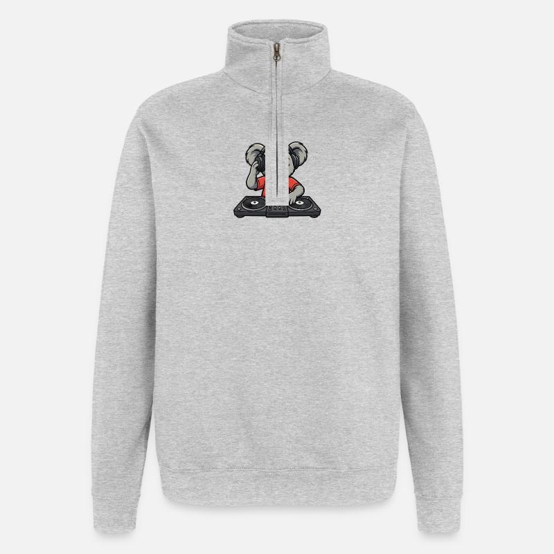 Koala DJ - Sweat à zip 1/4 - gris chiné