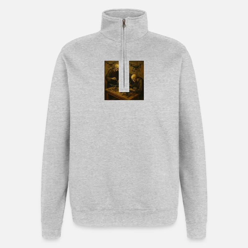 Drohnen-Workshop des Todes - Quarter-Zip-Sweatshirt - Grau meliert