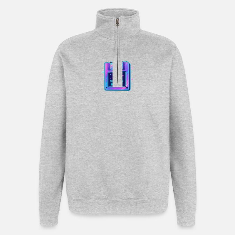 Pixel Heart Save My Heart - Quarter-Zip Sweatshirt - heather grey