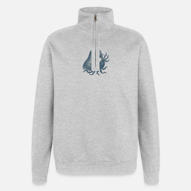 Mystischer Seeotter mit Tentakelpflanze - Quarter-Zip-Sweatshirt - Grau meliert