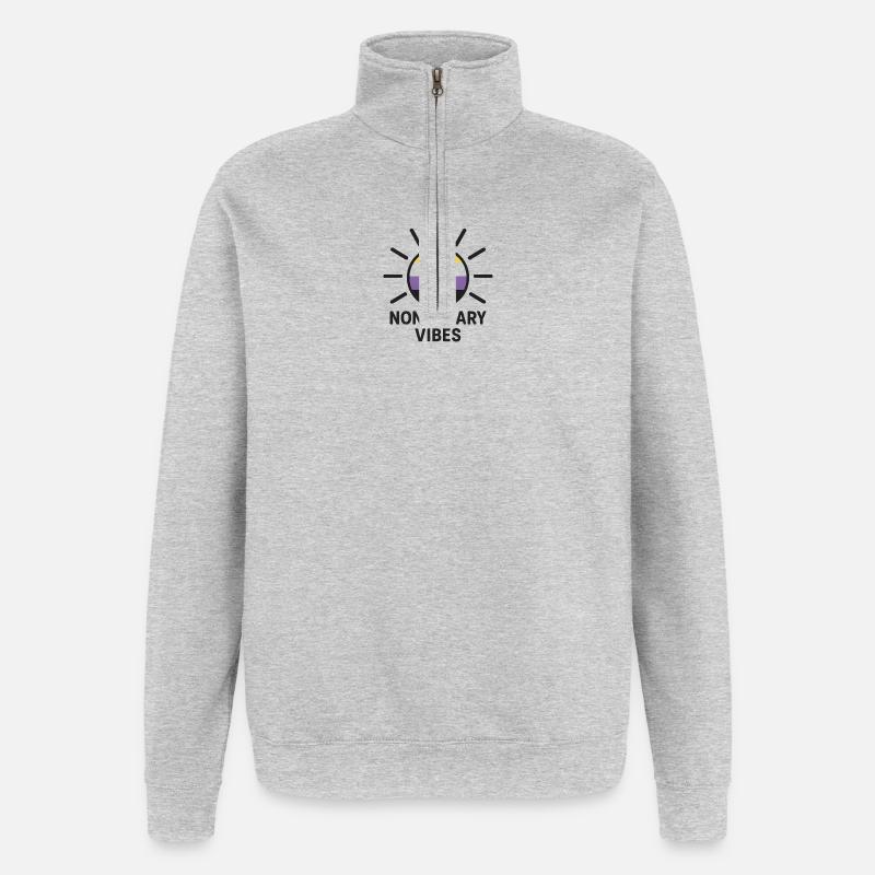 Non-Binary Vibes Sun Logo - Quarter-Zip Sweatshirt - heather grey
