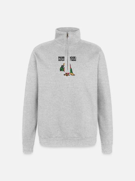 Vibrant Parrot With Microphone Illustration - Quarter-Zip Sweatshirt - heather grey