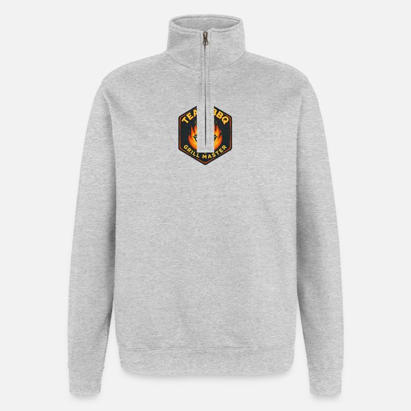 Illustration de Chef Grill BBQ - Sweat à zip 1/4 - gris chiné