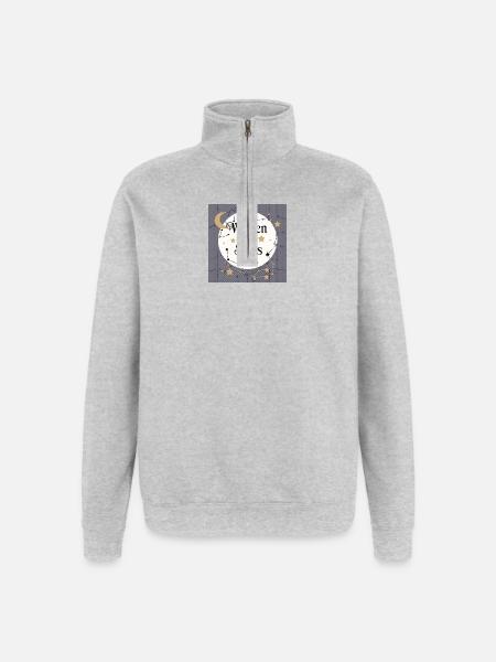 Écriture dans les étoiles - Sweat à zip 1/4 - gris chiné