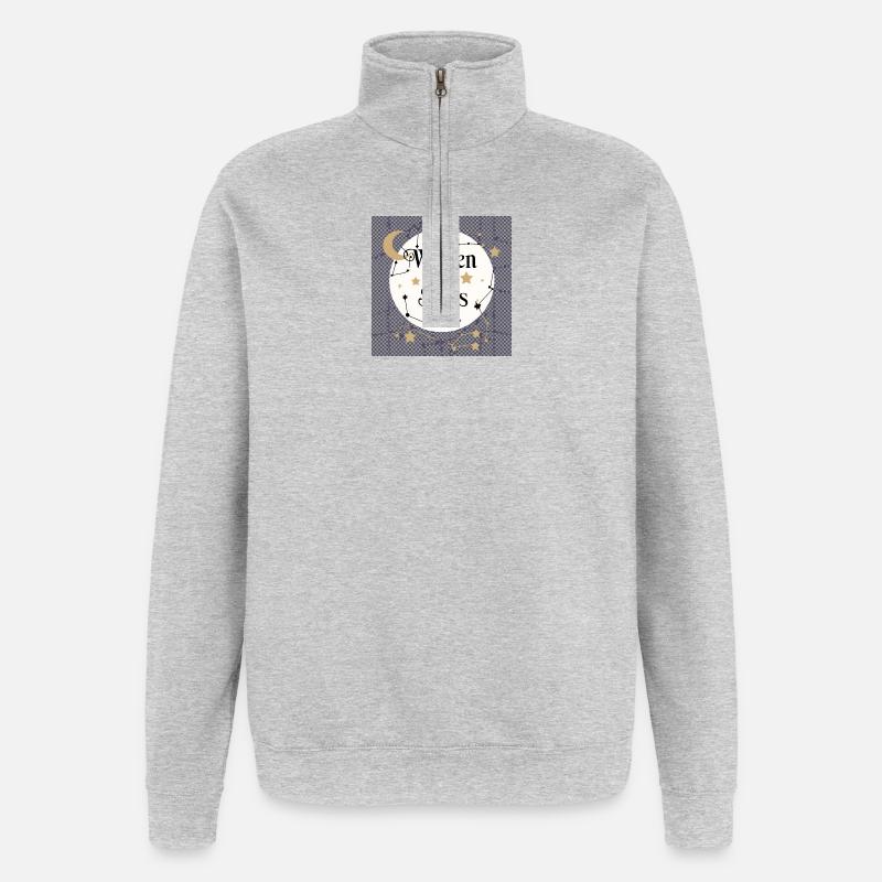Schreiben in den Sternen - Quarter-Zip-Sweatshirt - Grau meliert