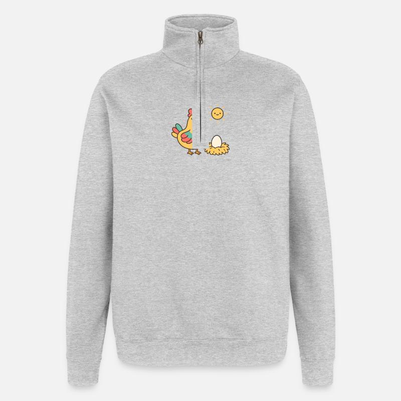 chicken laid an egg - Quarter-Zip Sweatshirt - heather grey